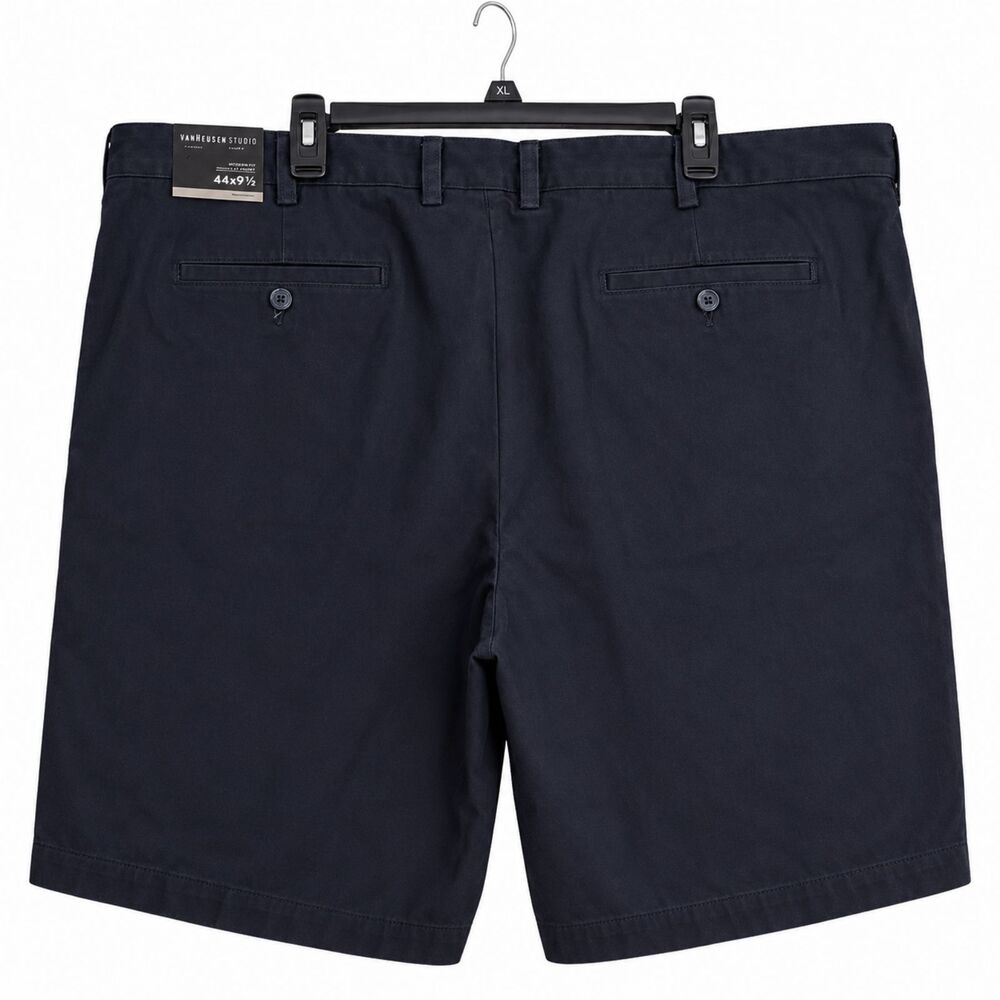 Van Heusen Studio Men’s Shorts Size 44 Dark Navy Flat Front 9.5” Inseam NWT - Picture 2 of 5
